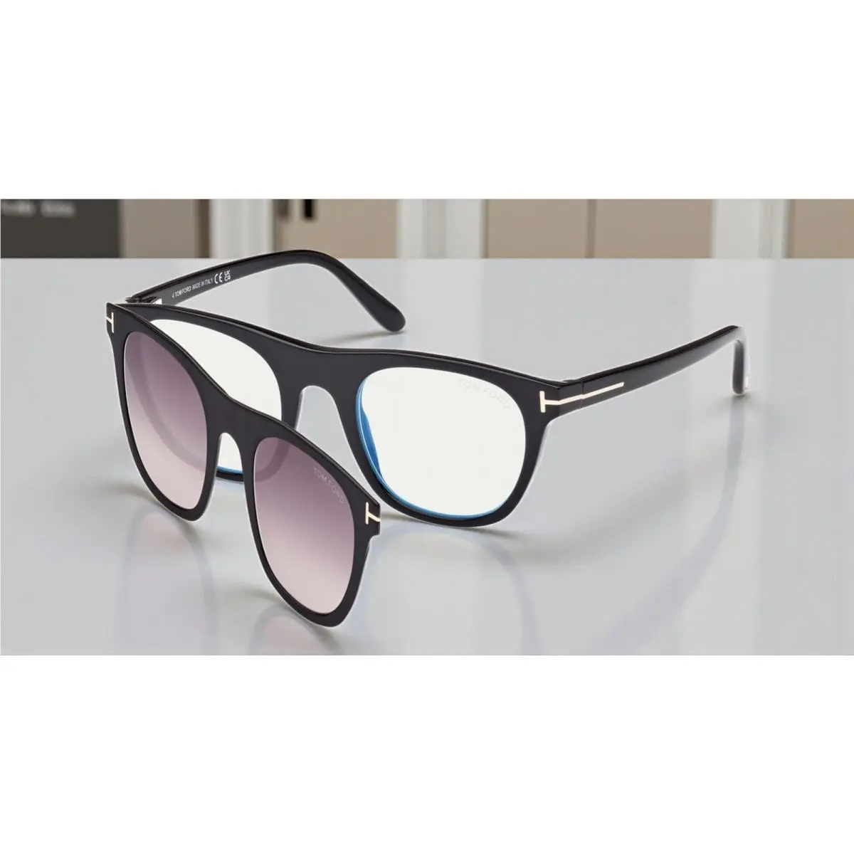 FT5895-B 001 Eyeglasses Sunglasss Clip Shiny Black Frame 51mm by Tom Ford
