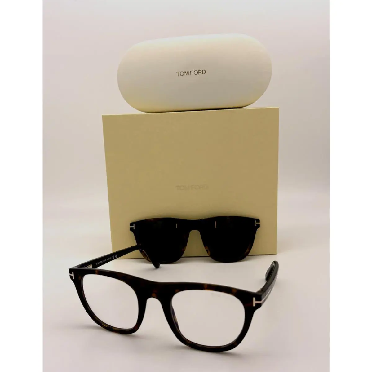 Tom Ford FT5895B 052 Havana / Blue Block Brown Clip-on 51mm Eyeglasses TF5895B