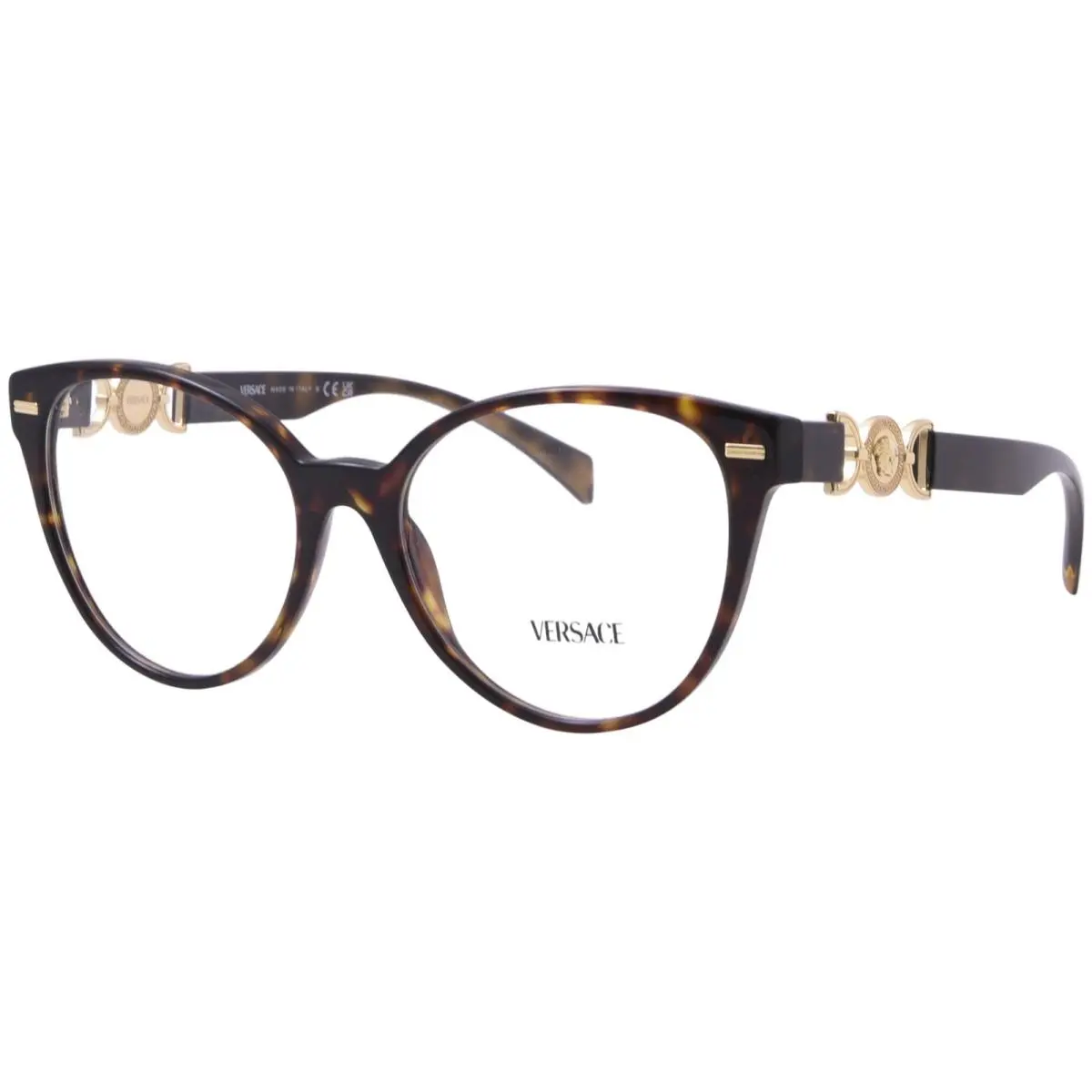 Versace VE3334 108 Eyeglasses Frame Women`s Havana Full Rim Cat Eye Style 55mm