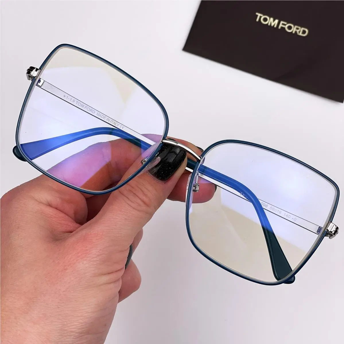 Tom Ford Women Eyeglasses Dark Green Blue Block Metal Butterfly FT5613-B 098
