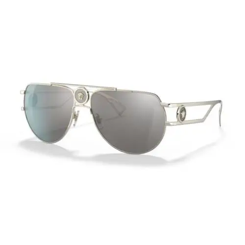 Versace VE 2225 12526G 60mm Pale Gold Metal Sunglasses Silver Mirror