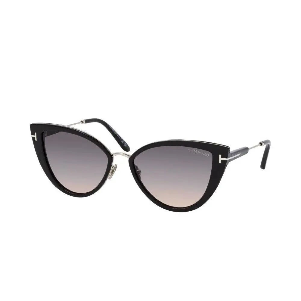 Tom Ford Women`s 0868 ANJELICA-01B Shiny Black Grey Smoke Sunglasses 57mm