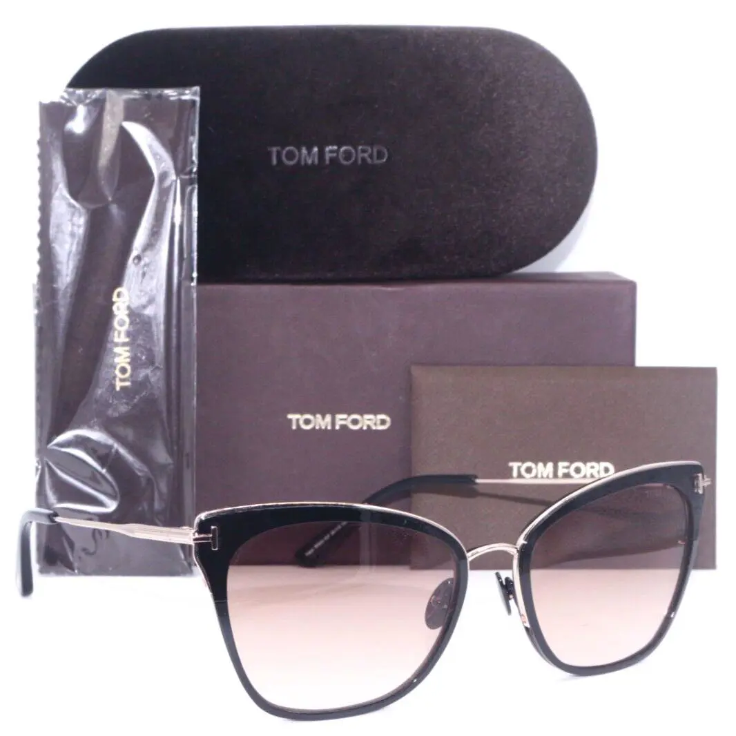 Tom Ford TF 843 01F Faryn Black ON Gold W/brown Gradient Lens Sunglasses 56-19