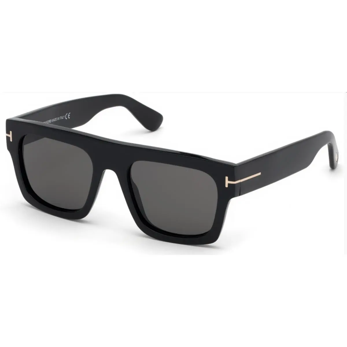 Tom Ford FT0711 Fausto 01A Shiny Black/smoke Square Men`s Sunglasses - Frame: Shiny Black, Lens: Smoke