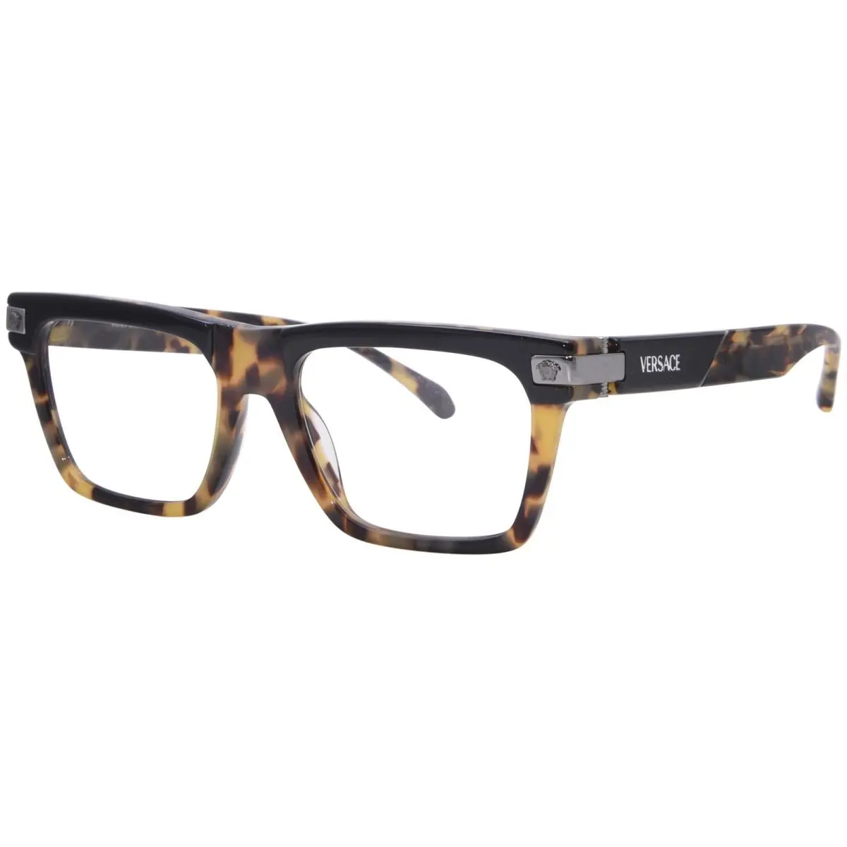 Versace VE3354 5456 Eyeglasses Frame Men`s Havana Full Rim Rectangle Shape 53mm