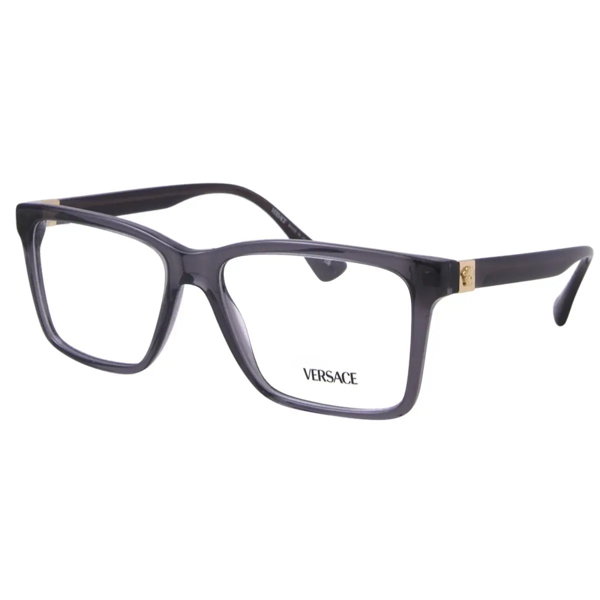 VE3328 5389 Eyeglasses Men`s Transparent Grey Full Rim Rectangle 56mm by Versace