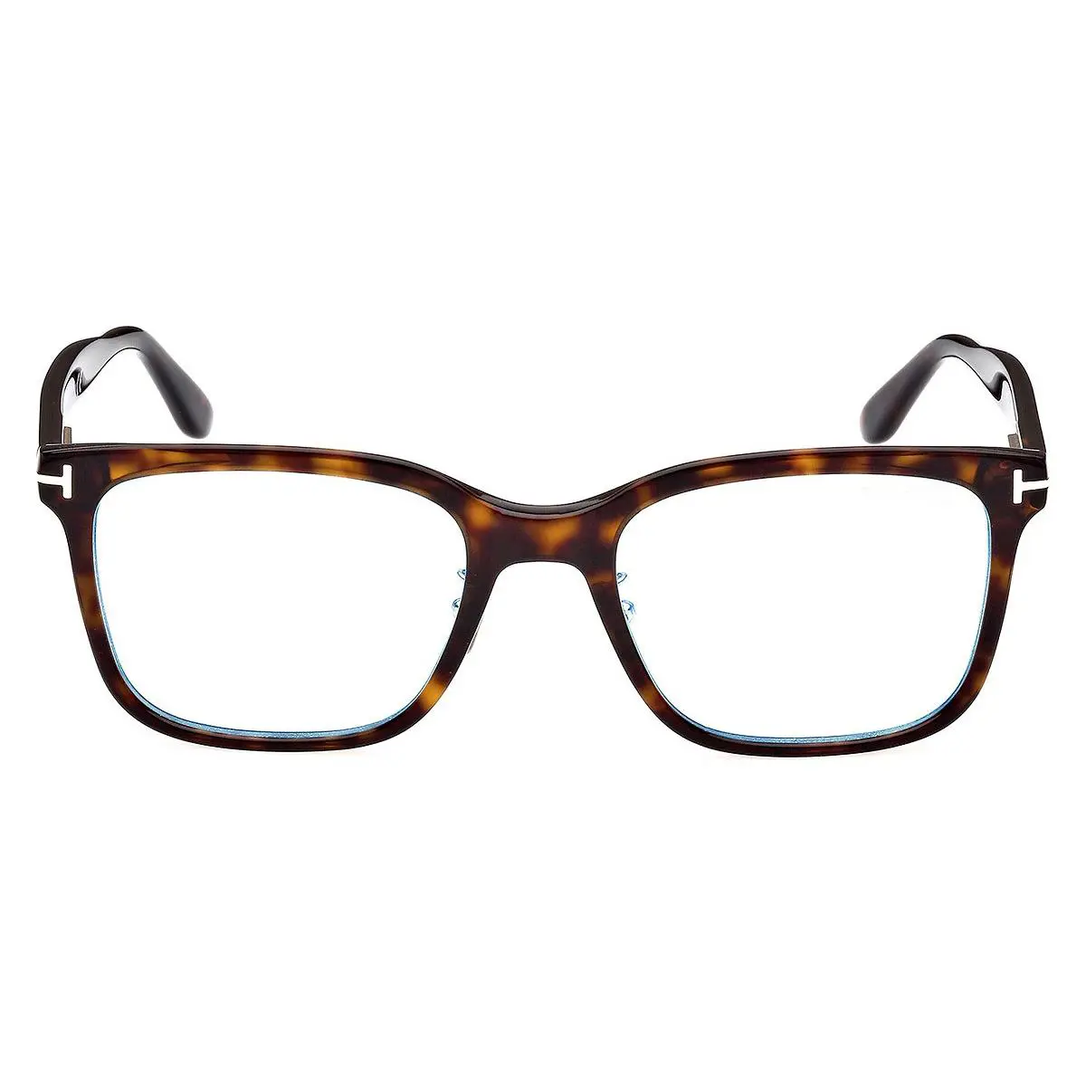 Tom Ford FT5853-D-B Eyeglasses Dark Havana/t Logo Blue Block 55mm