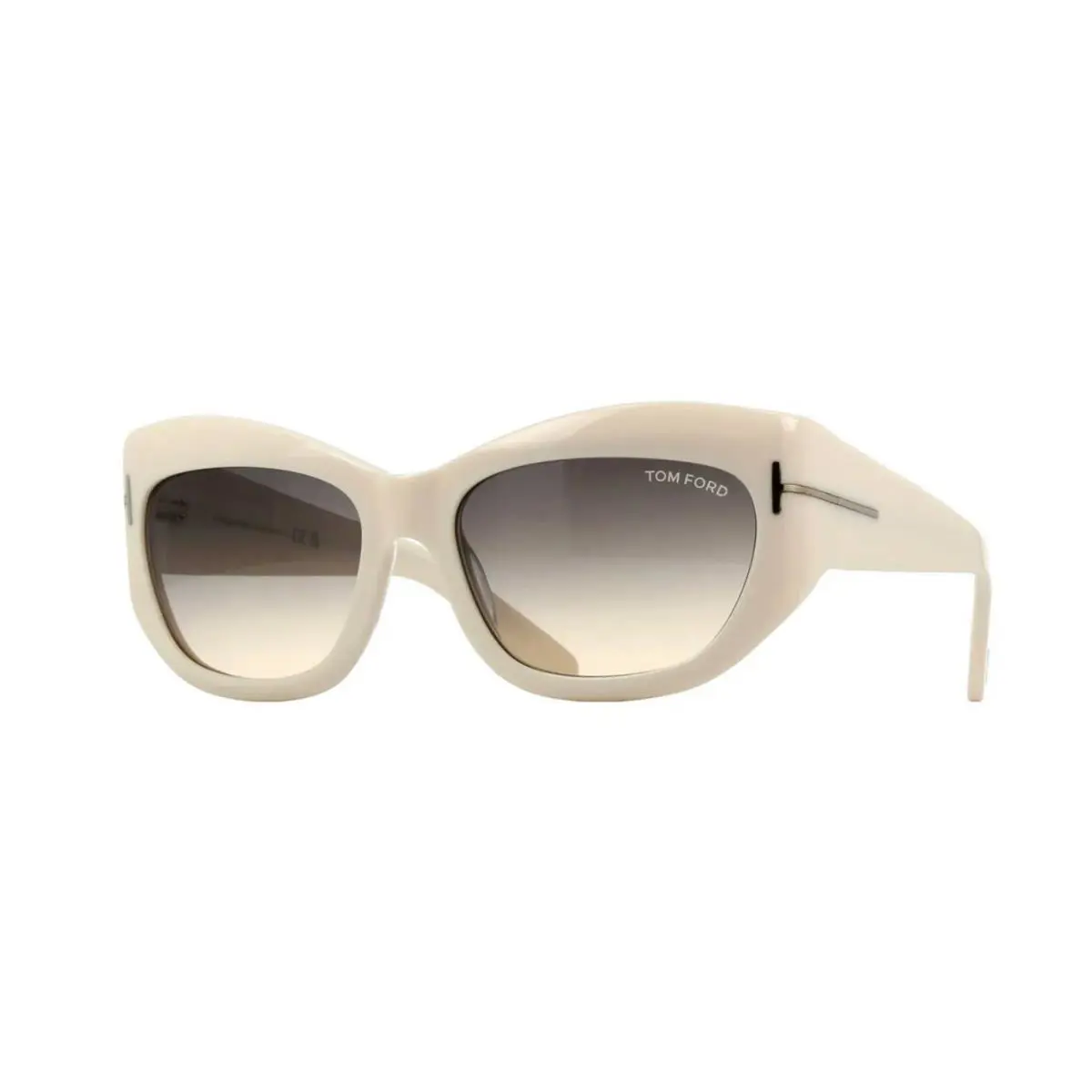 Tom Ford Brianna FT 1065 Ivory/brown Smoke Shaded 25B Sunglasses - Frame: Ivory, Lens: Brown Smoke Shaded