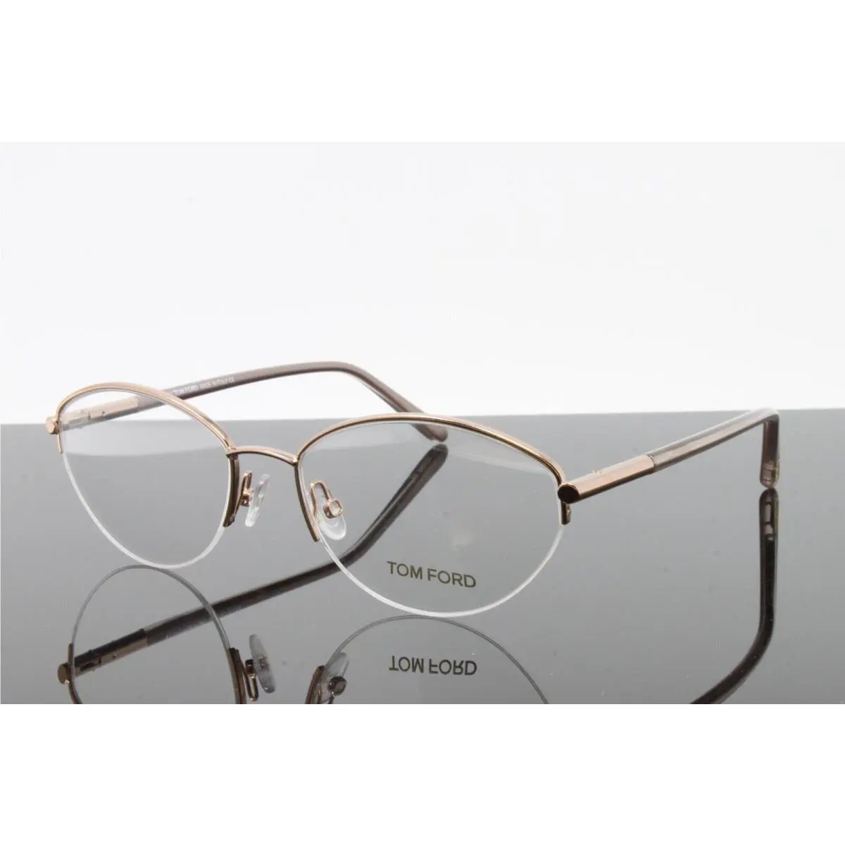 Tom Ford Eyeglasses Women`s Half Rim Metal Frame Gold Rose 55mm FT5235V-038