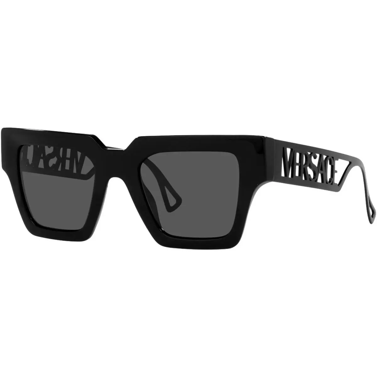Versace VE 4431 538087 Black Plastic Sunglasses Dark Grey Solid Color Lens