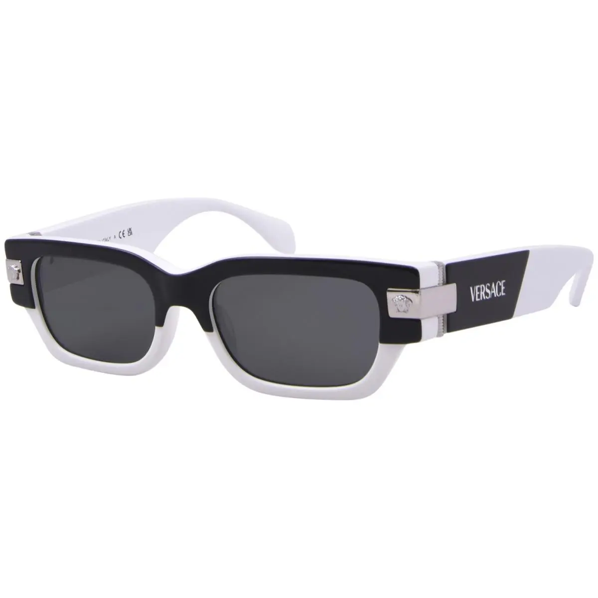 Versace VE4465 545987 Sunglasses Men`s Top Black/white/grey Rectangle Shape 53mm