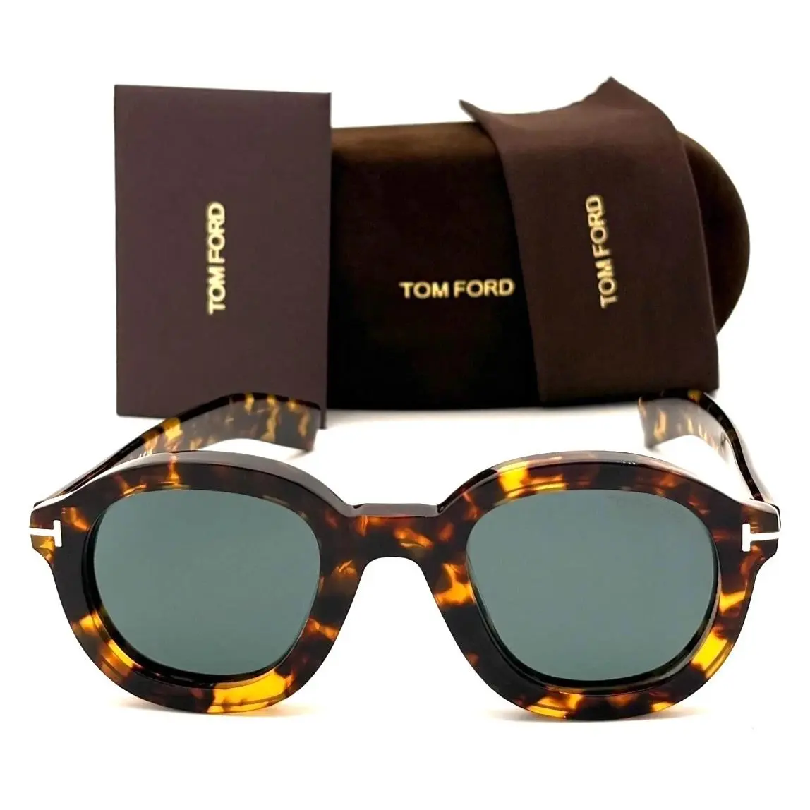 Raffa TF1100 52V Spotted Havana W/blue Lens Sunglasses 46-25 by Tom Ford