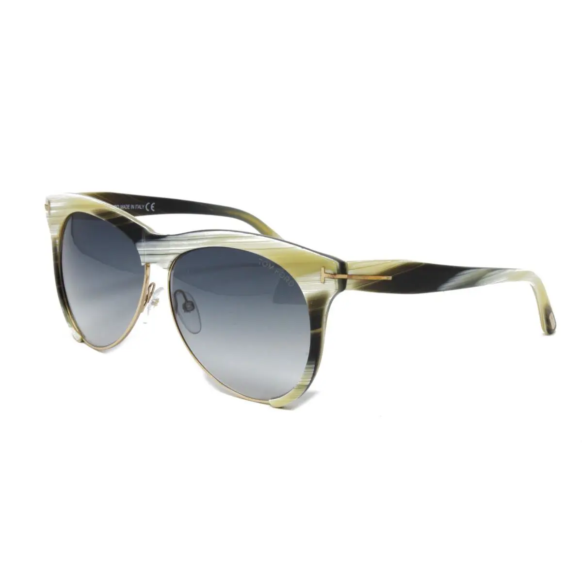 Tom Ford Women`s Sunglasses Leona FT0365S 60B Yellow Horn 59mm Grey Lens