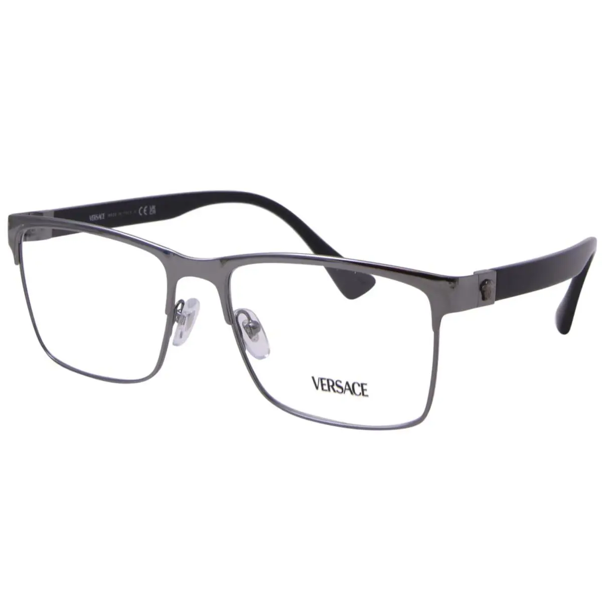 Versace VE1285 1001 Eyeglasses Men`s Gunmetal Full Rim Rectangle Shape 58mm