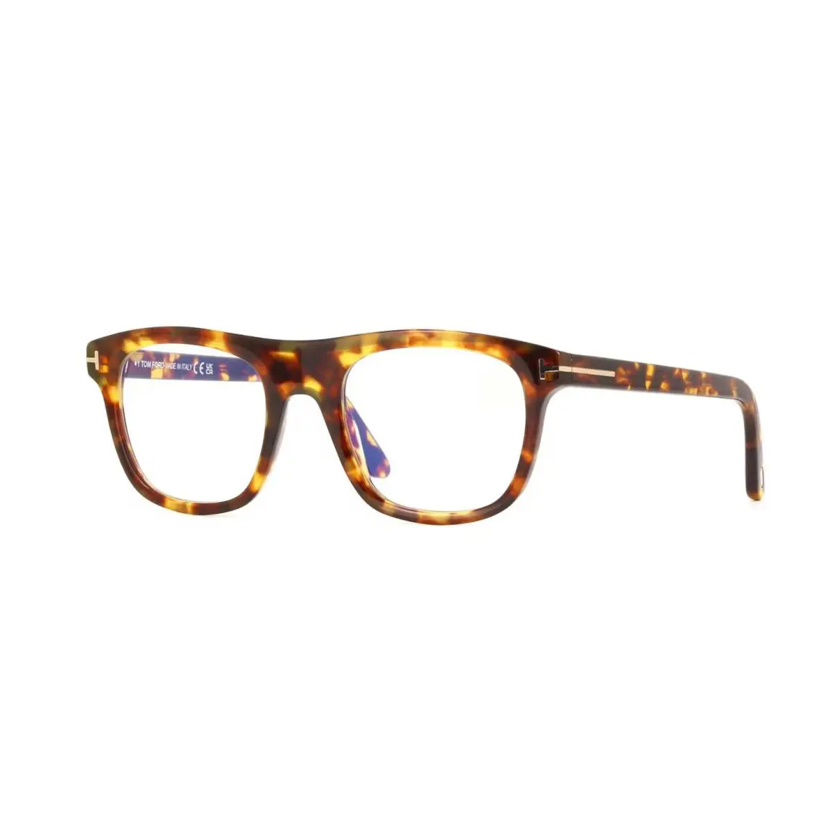 FT 5939-B Blue Block Shiny Brown Havana 053 Eyeglasses by Tom Ford