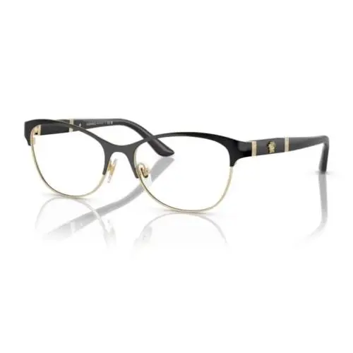 Versace Eyeglasses Frame MOD.1233-Q 1366 Shiny Black/pale Gold Leather 53-17-140