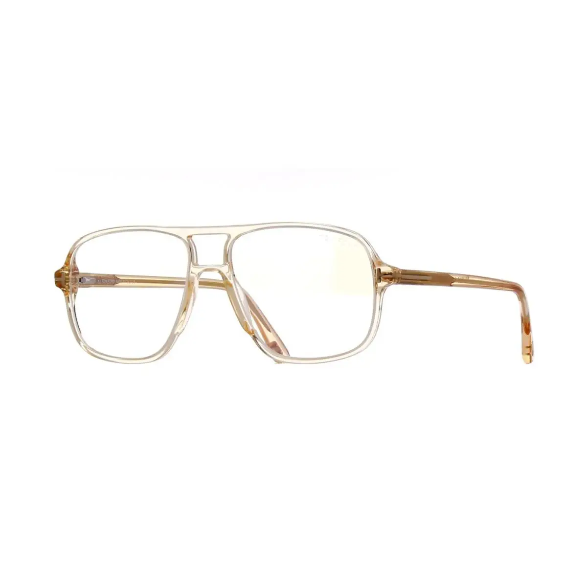 Tom Ford FT 5737-B Blue Block Shiny Light Brown 045 Eyeglasses