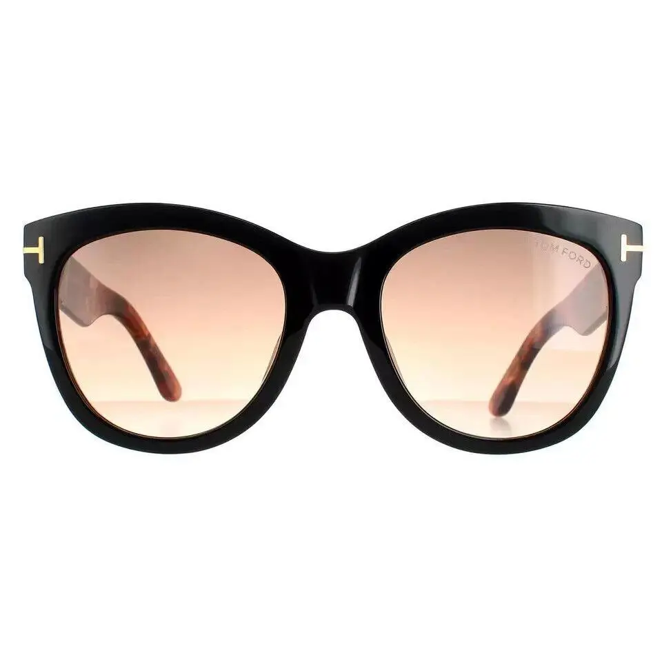 Tom Ford FT0870 05F Wallace Sunglasses Black/frame Gradient Brown Lenses - Frame: Black Havana, Lens: Brown
