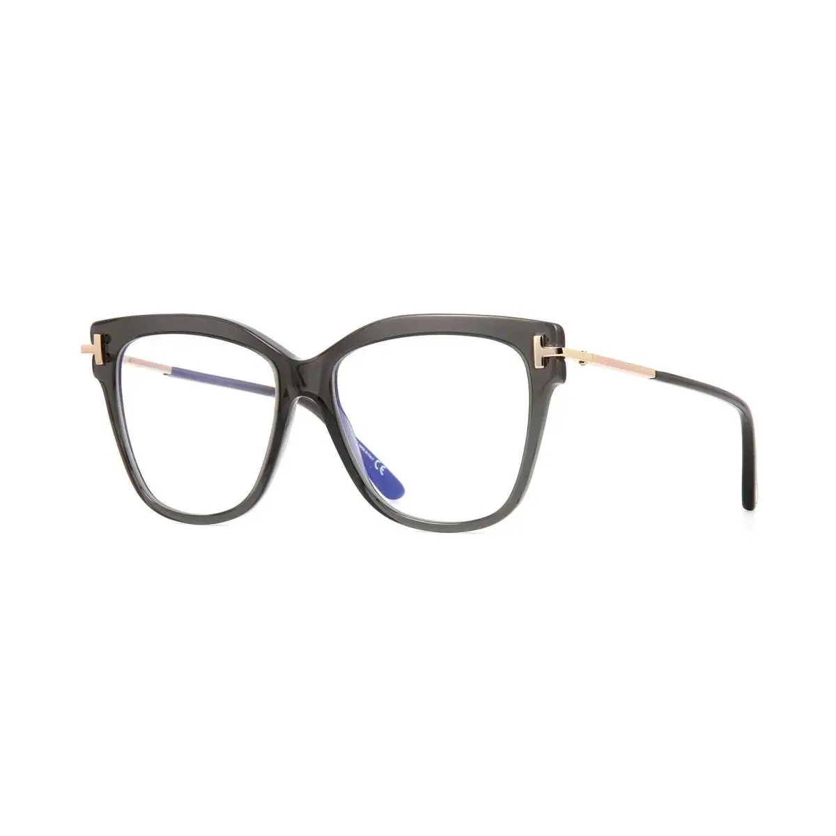 Tom Ford FT 5704-B Blue Block Grey Crystal and Gold 020 Eyeglasses
