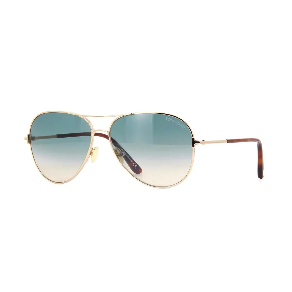 Tom Ford Clark FT 0823 Rose Gold/blue Green Shaded 28P Sunglasses - Frame: Rose Gold, Lens: Blue Green Shaded