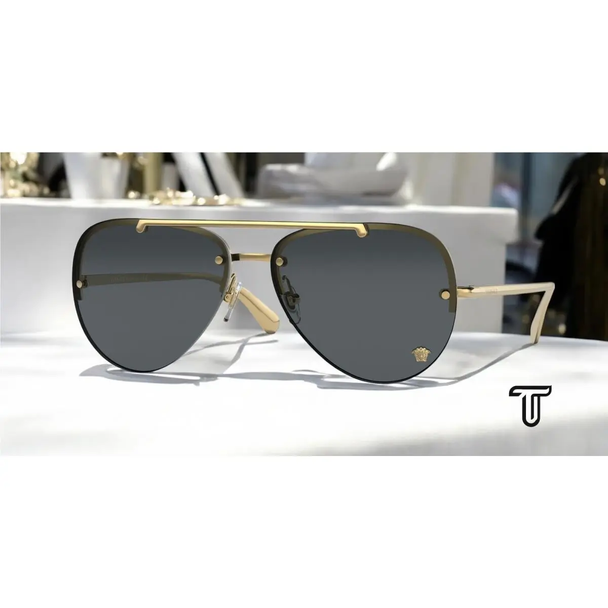 Versace VE2231 100287 Gold Dark Grey 60 mm Women`s Sunglasses