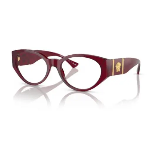 Versace 0VE3345 5430 - Bordeaux Transparent/clear Oval 54 mm Women`s Eyeglasses