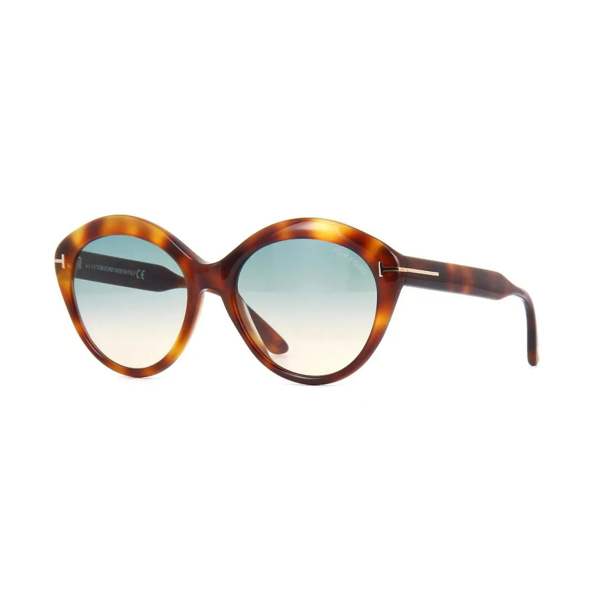 Tom Ford Maxine FT 0763 Light Havana/green Shaded 53P Sunglasses - Frame: Brown, Lens: Green