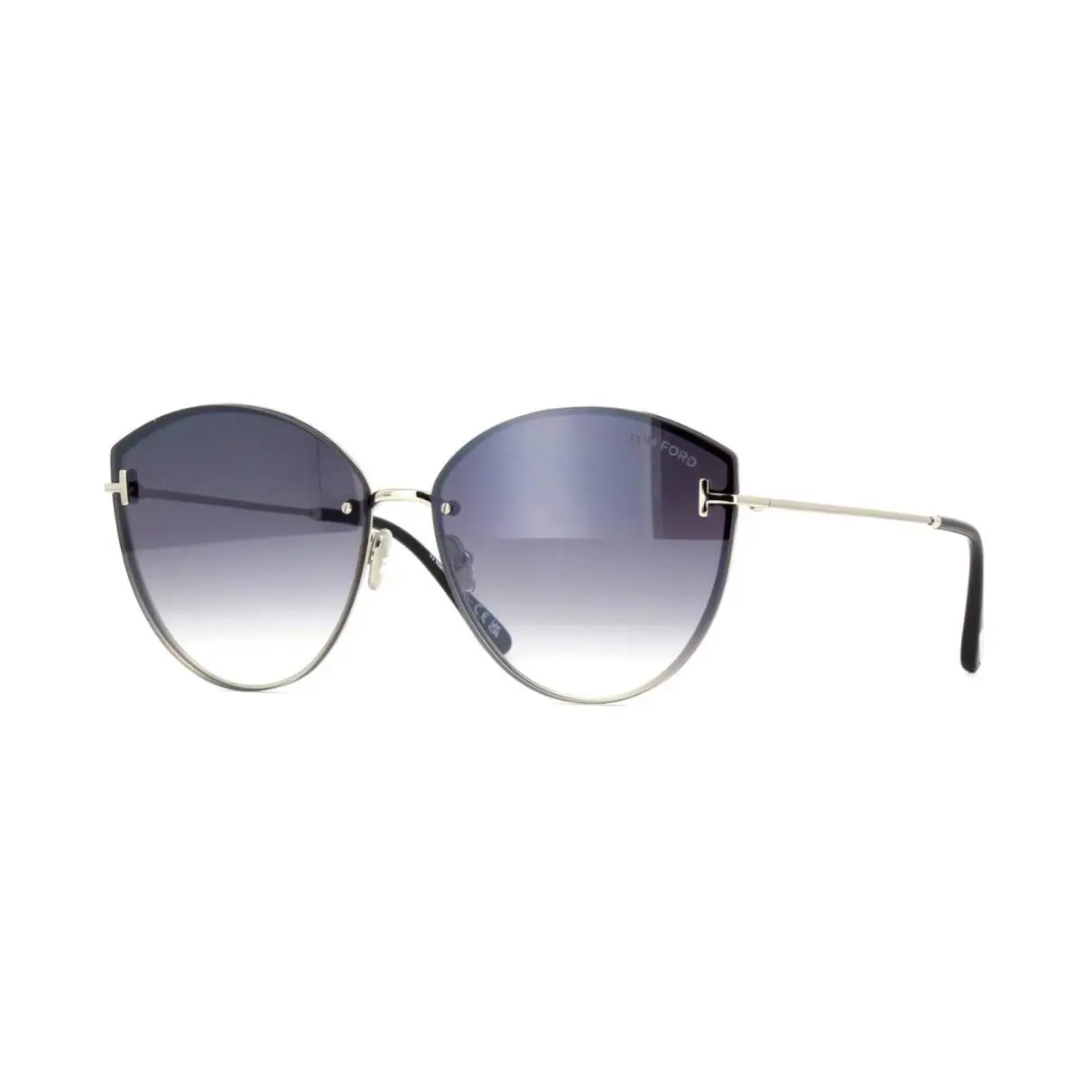 Tom Ford Evangeline FT 1106 Shiny Palladium/grey Shaded 16C Sunglasses - Frame: Shiny Palladium, Lens: Grey Shaded