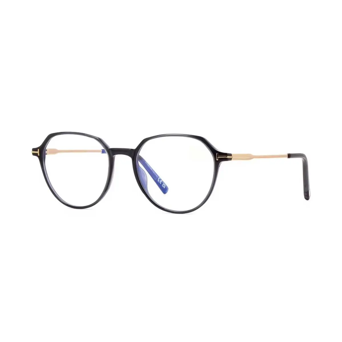 FT 5875-B Blue Block Dark Grey Crystal and Gold 020 Eyeglasses by Tom Ford