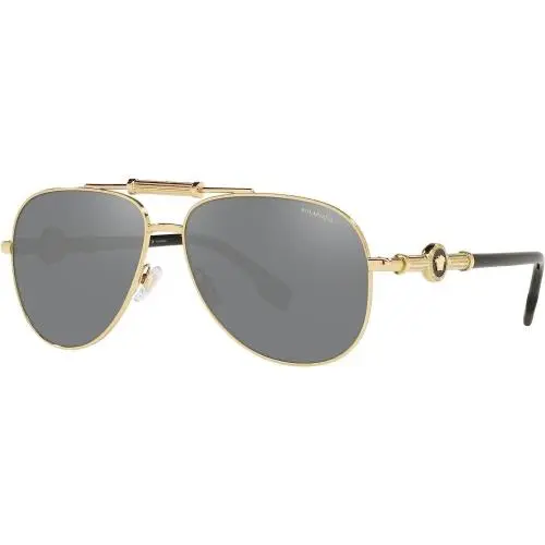 VE2236 1002Z3 Gold Polarized Grey Mirror Silver 59 mm Unisex Sunglasses by Versace