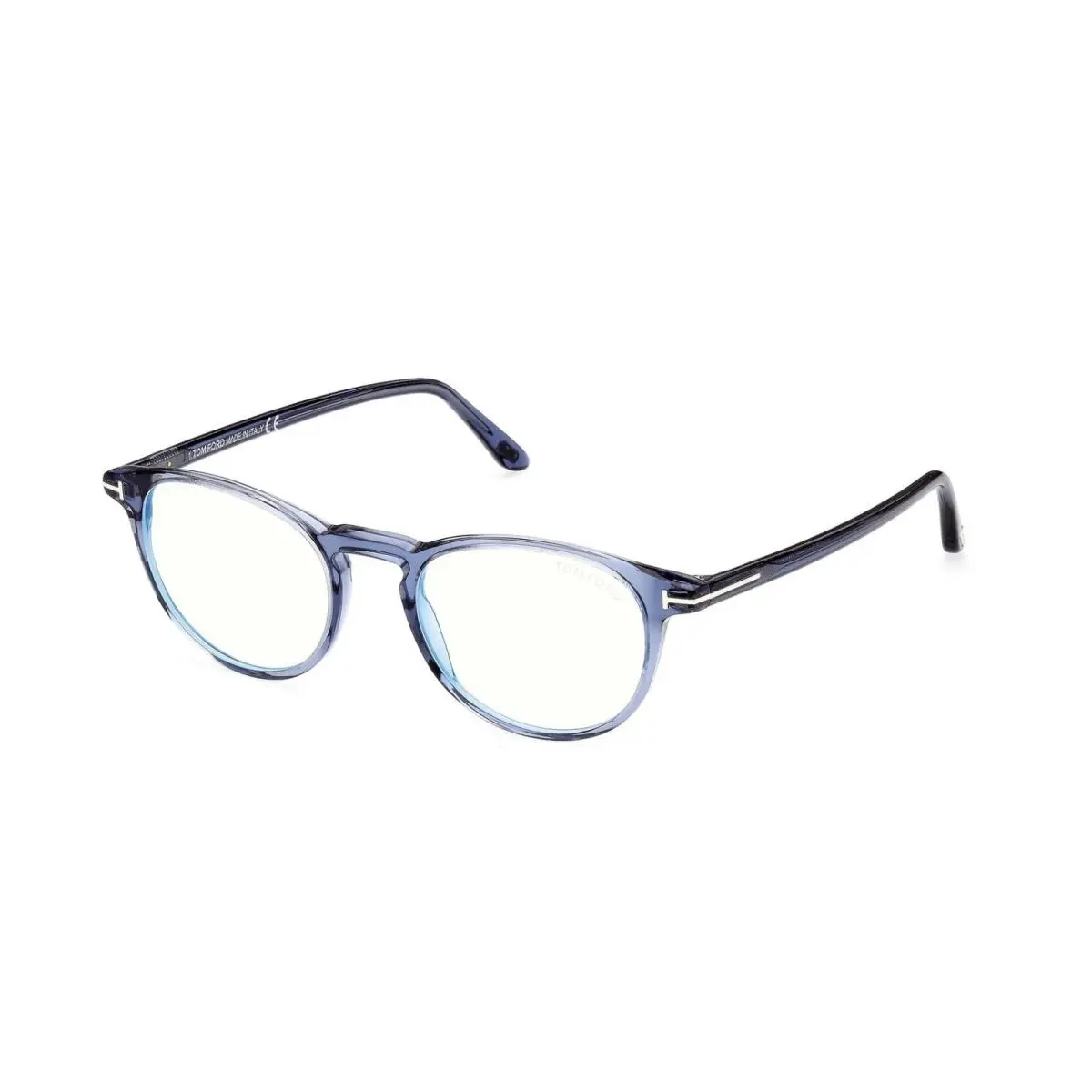 Tom Ford FT5803-B 090 Shiny Blue/clear Blue Light Block 51MM