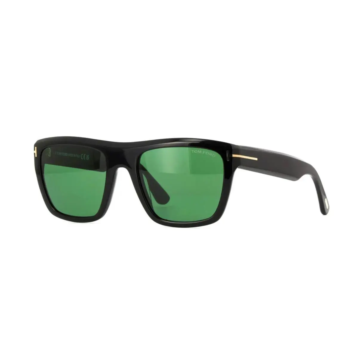 Tom Ford Alberto FT 1077 Shiny Black/green 01N Sunglasses - Frame: Shiny Black, Lens: Green