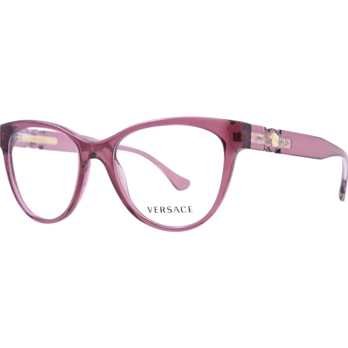 Versace VE3304 5357 Eyeglasses Women`s Transparent Red Full Rim Cat Eye 53mm