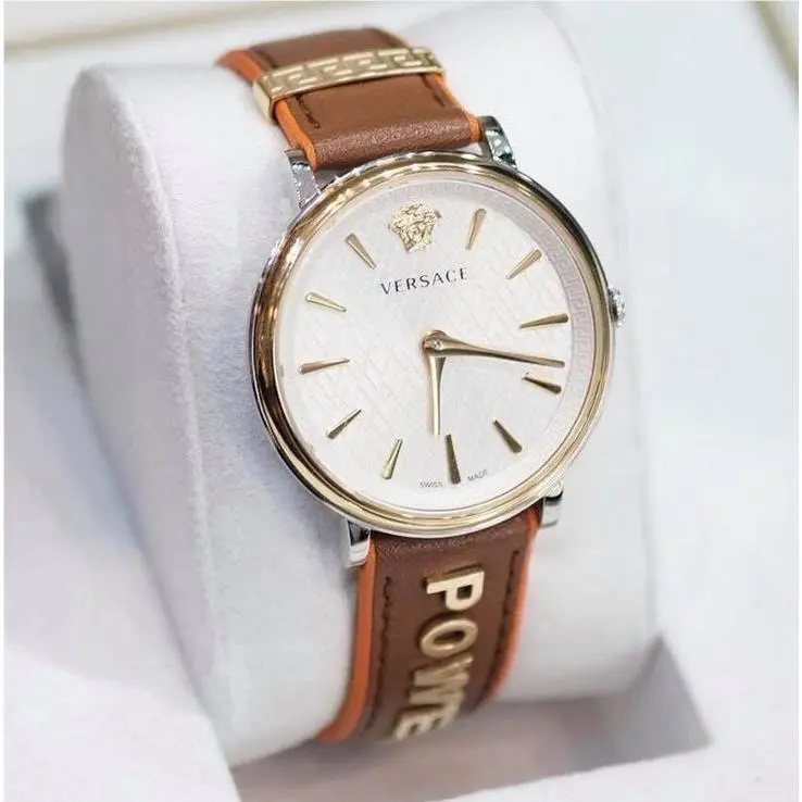 Versace Women`s Watch VBP070017 Analog Quartz Leather Gold Tone Swiss Watch