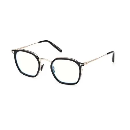 Tom Ford FT 5974 BV 005 Black Gold Blue Block Eyeglasses 50mm