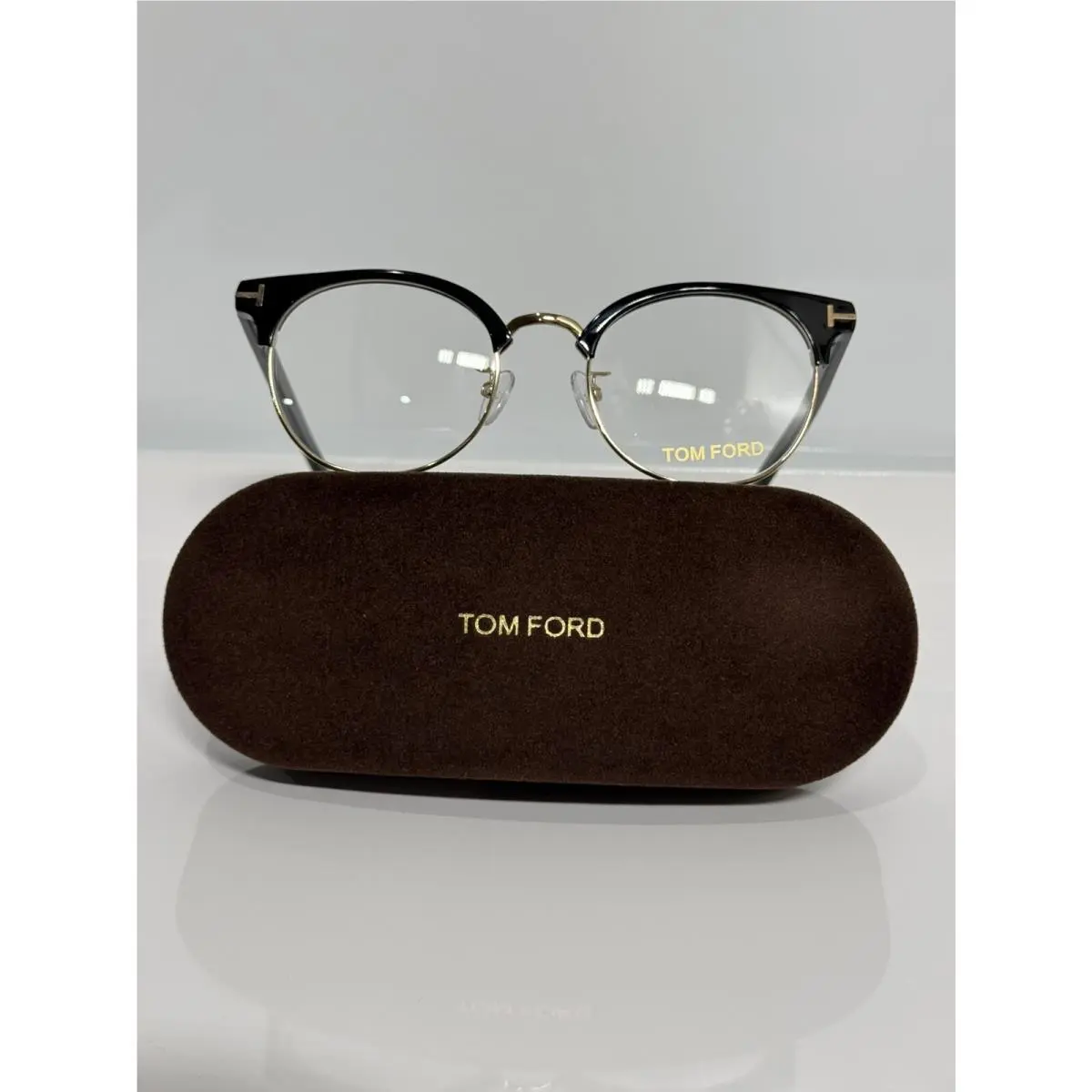 Tom Ford TF5448-D 001 Black Gold Round Unisex Eyeglasses 51mm