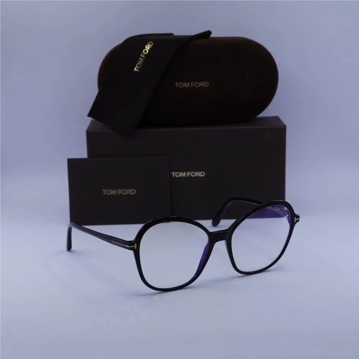 Tom Ford FT5577-B 001 Shiny Black/clear Blue Light Block 55mm Eyeglasses