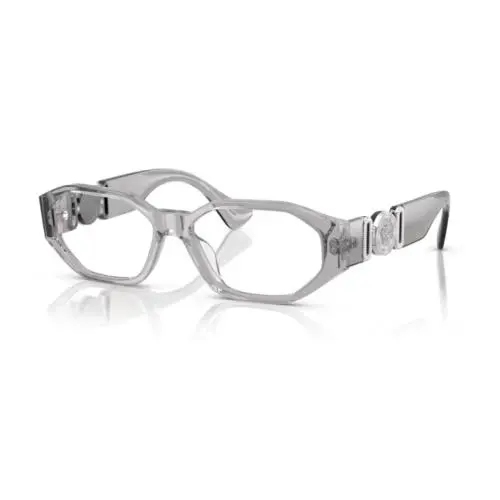 Versace 0VE3320U 593 Grey Transparent 56mm Rectangular Men`s Eyeglasses