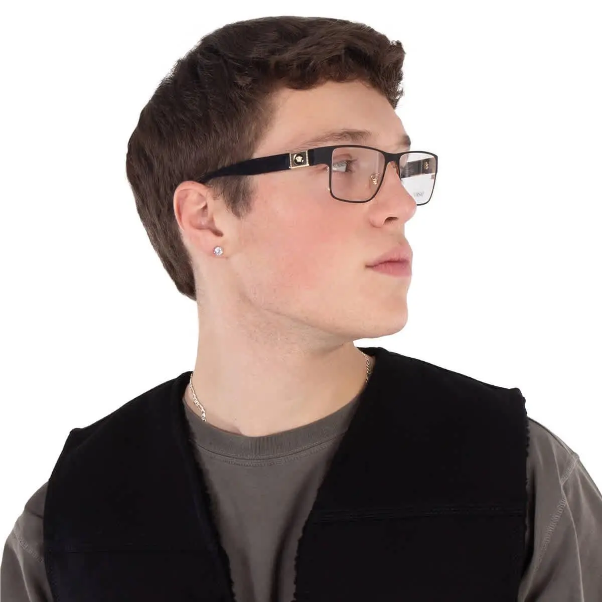 Versace Demo Rectangular Men`s Eyeglasses VE1274 1436 55 VE1274 1436 55