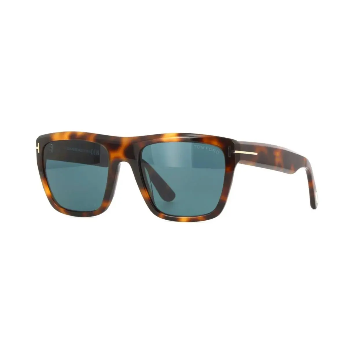 Tom Ford Alberto FT 1077 Shiny Dark Havana/blue 53V Sunglasses - Frame: Shiny Dark Havana, Lens: Blue