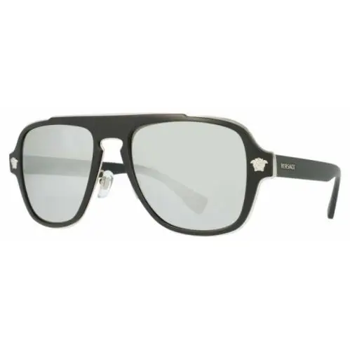 Versace VE2199 10006G Black/light Gray Silver Mirrored Metal Unisex Sunglasses