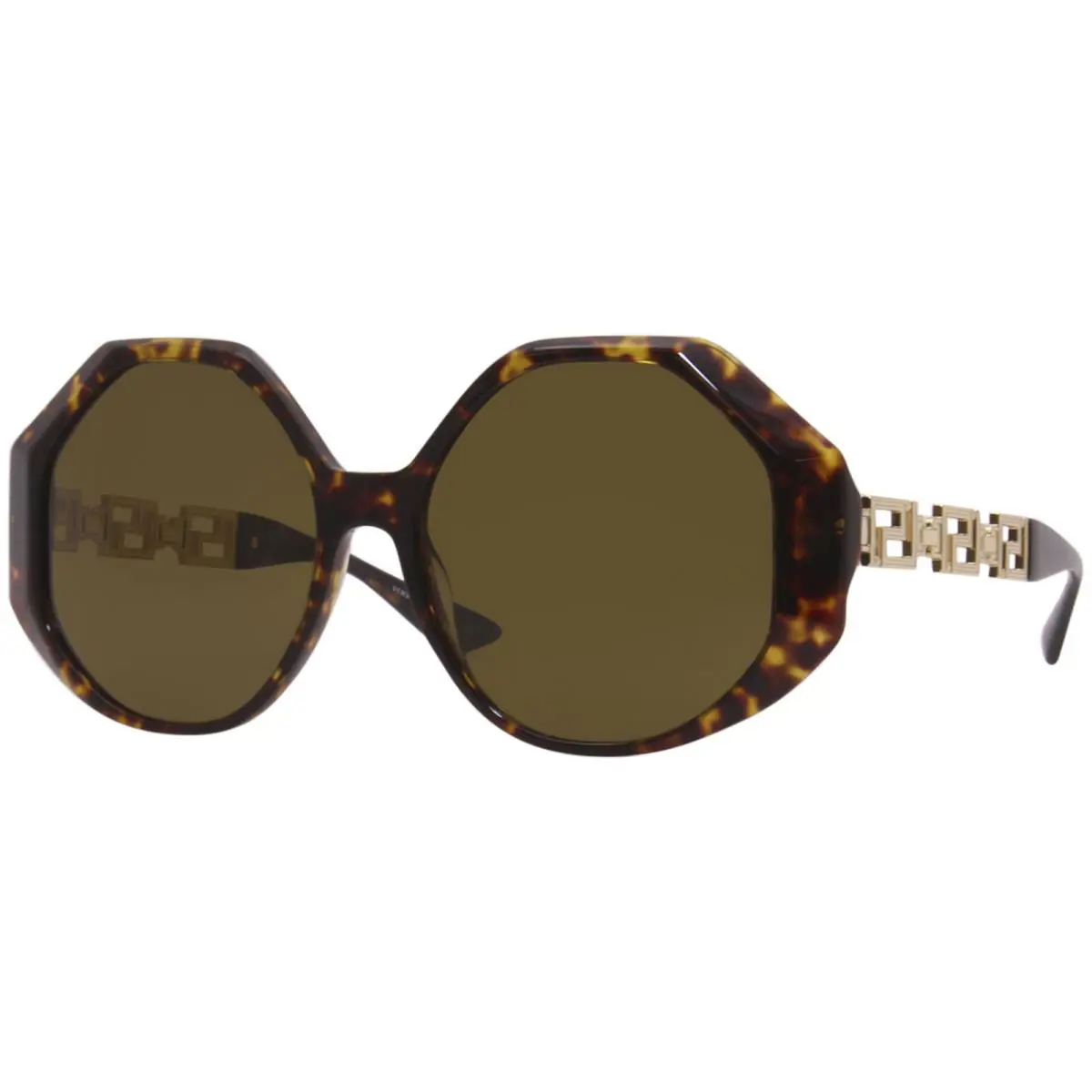 Versace 4395 534673 Sunglasses Havana/dark Brown W/detachable Gold Medusa Cha - Frame: Brown, Lens: Brown