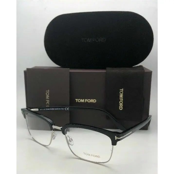 Tom Ford Eyeglasses TF 5504 005 54-19 145 Black Silver Clubmaster Frames