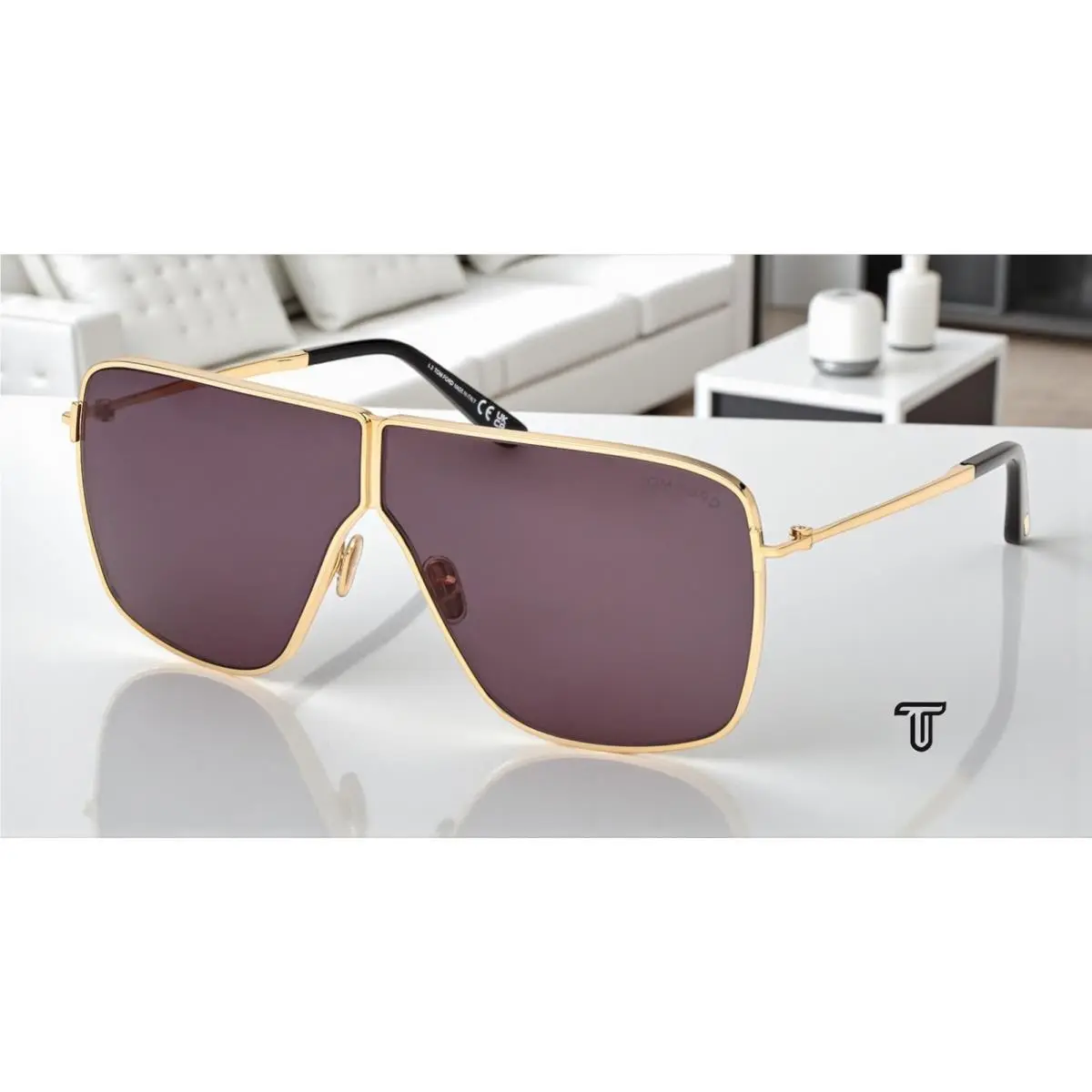 Huxley FT1159 30A Metal Deep Gold Smoke 68 mm Unisex Sunglasses by Tom Ford