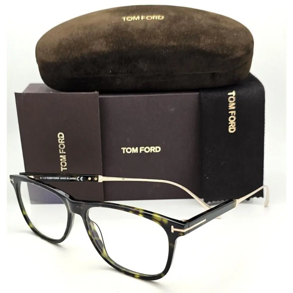Tom Ford Blue Block Eyeglasses TF 5589-B 052 55-15 Tortoise Gold Titanium Frames
