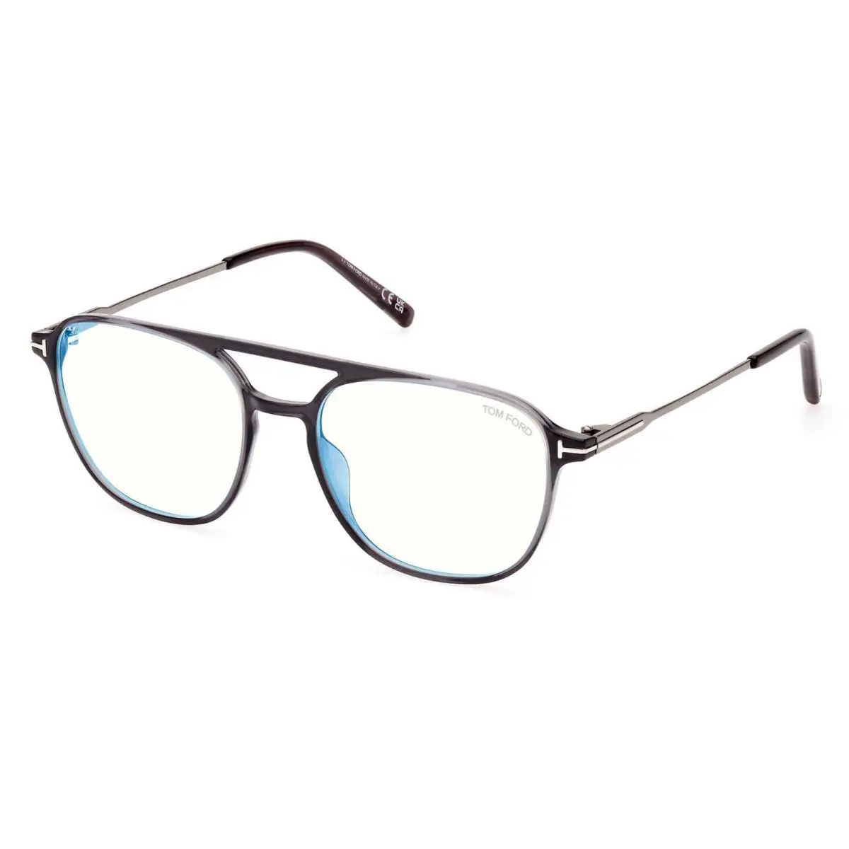 FT 5874-B Blue Block Grey Striped 020 Eyeglasses by Tom Ford