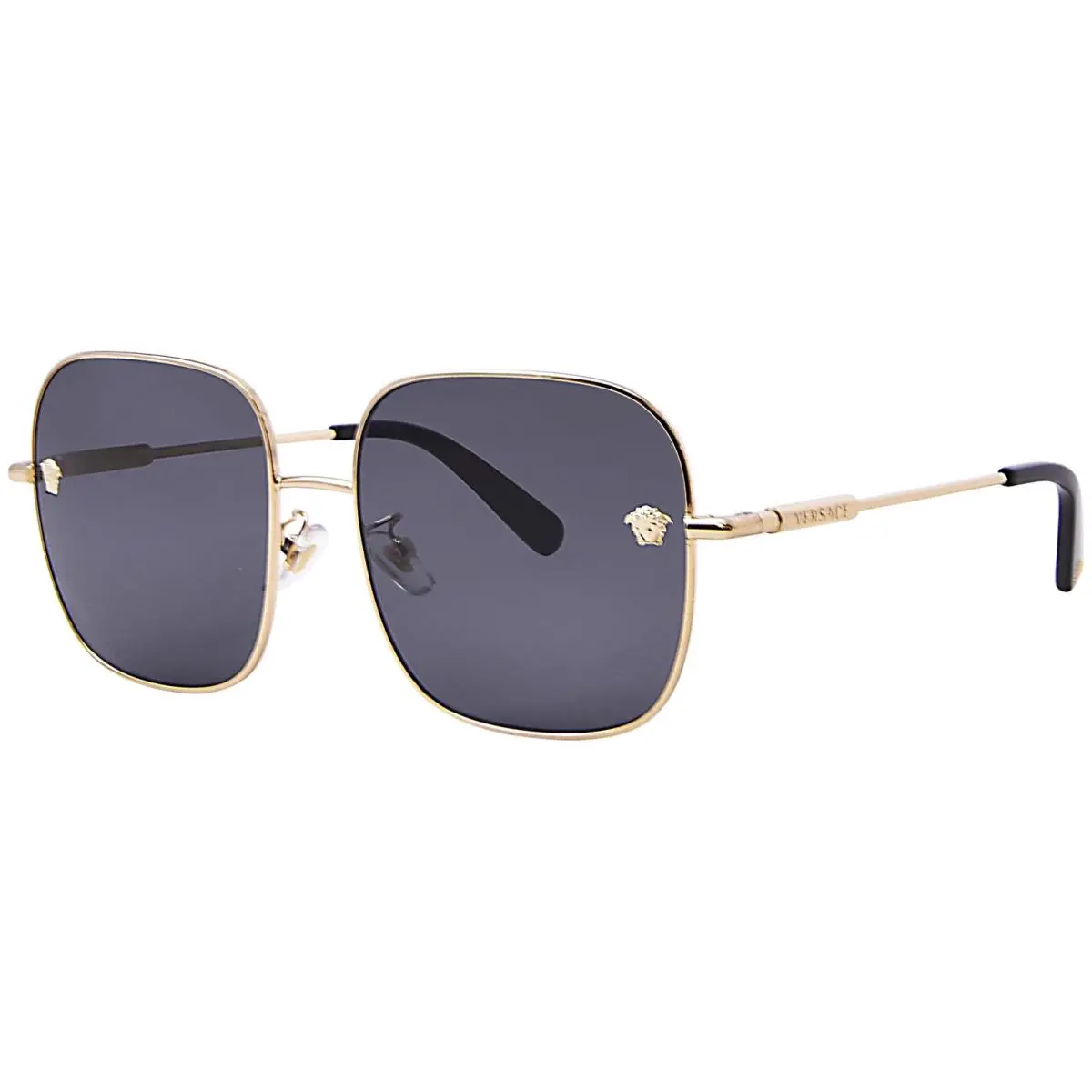 VE2246D 100287 Sunglasses Women`s Gold/dark Grey Lens Square Shape 59mm by Versace