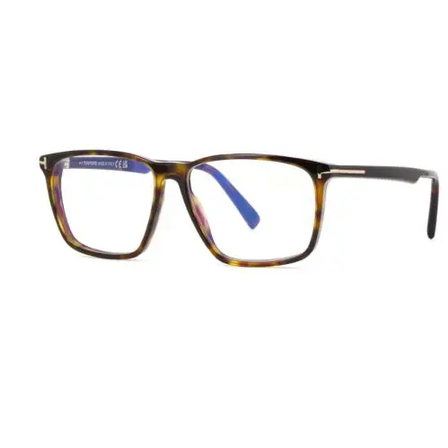 Tom Ford FT5959-B 052 Dark Havana/dark Havana Square Men`s Eyeglasses