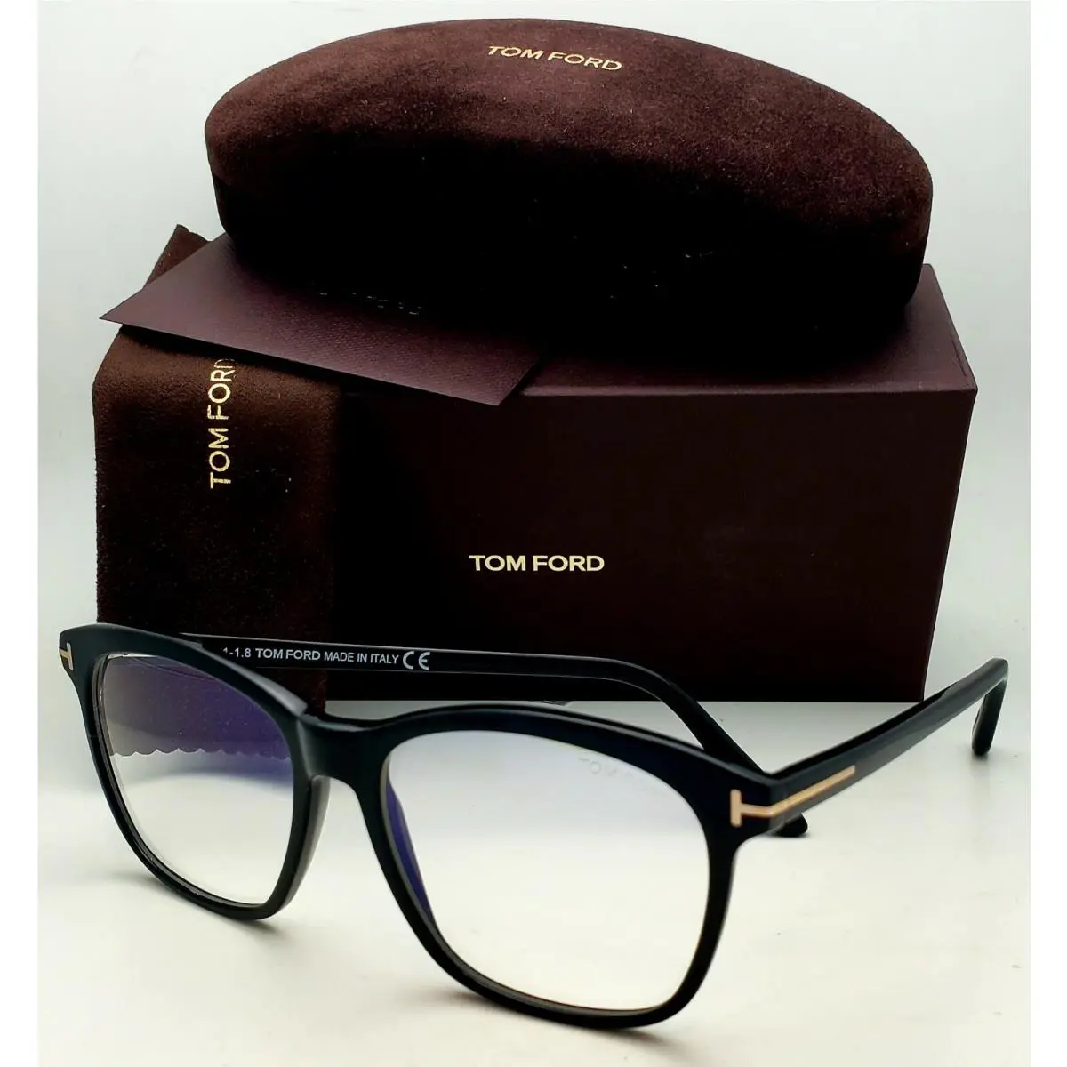 Tom Ford Classic Eyeglasses TF 5481-B 001 54-16 Black Gold Cat-eye Frames