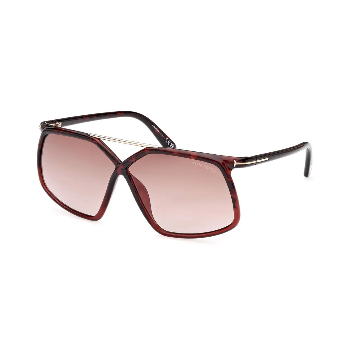 Meryl FT 1038 Red Havana/violet Pink Shaded 56Z Sunglasses by Tom Ford
